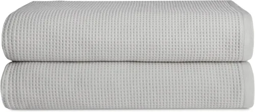 Cozy Earth Toallas de baño de punto gofre, 60% algodón, 40% viscosa de bambú, 40 x 65 pulgadas, rizo suave y absorbente, reversible, patrón de punto