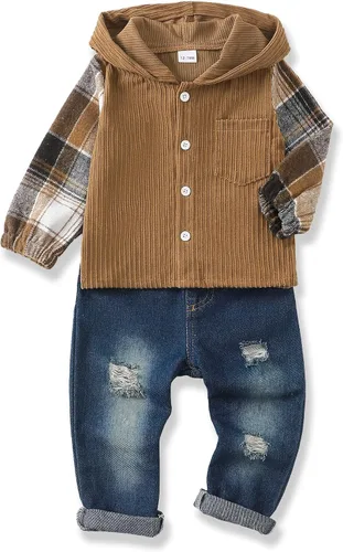 Miniatura 75 de Renotemy Ropa de bebé para niño, trajes de mezclilla, sudadera con capucha para bebés, pantalones de mezclilla, ropa para niños pequeños