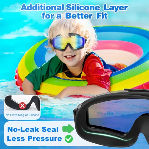 Miniatura 2 de EverSport - Paquete de 2 gafas de natación para niños de 8 a 16 años, capa extra de silicona, gafas de natación para niños, adolescentes, jóvenes
