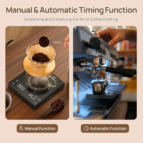 Miniatura 5 de Meilen Mini báscula de café espresso con temporizador, precisión de 0.00 oz, recargable por USB, 6 unidades de peso, báscula digital de 4.4 lbs