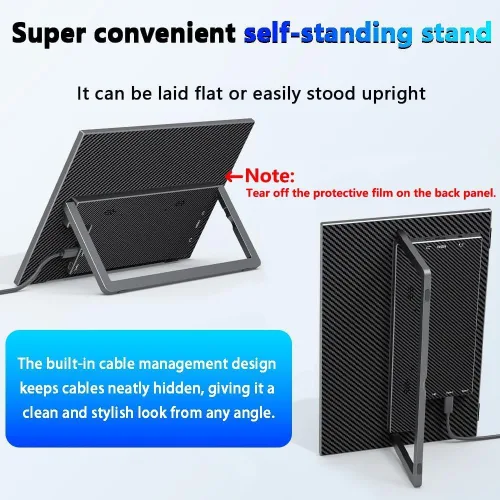 Miniatura 5 de Monitor portátil con pantalla táctil de 14 pulgadas, monitor vertical IPS HDR de 16:10 1920 × 1200, compatible con VESA, segunda pantalla USB-C