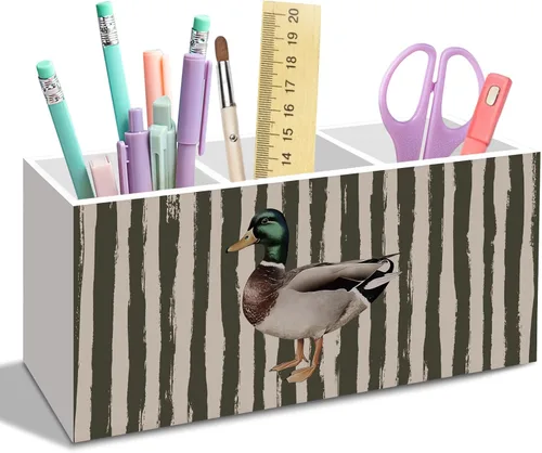 Miniatura 11 de Trendy Retro Leopard Print Pen Pencil Holder for Desk, Funky Cheetah Wooden Box Office Desk Accessories, Leopard Print Pen Holders Organizer for