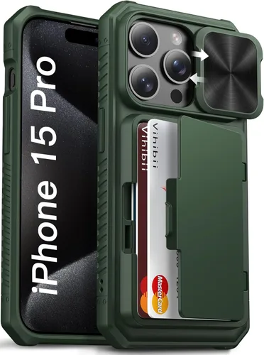 Miniatura 53 de Vihibii Funda para iPhone 13 Pro Max/iPhone 12 Pro Max con tarjetero (4 tarjetas) [bloqueo RFID] y cubierta de cámara deslizante, protección contra
