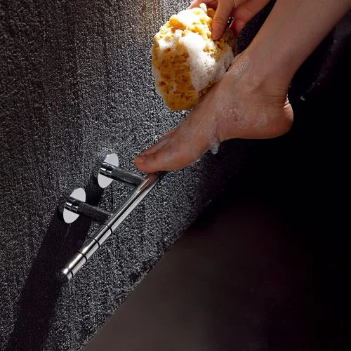 Miniatura 2 de estribo para regadera, de latón macizo, acabado cromado, para baños de hotel Reposapiés de ducha cromado