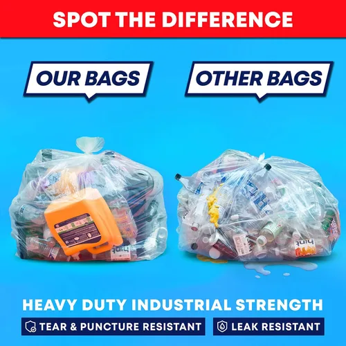 Miniatura 5 de Tasker Bolsas de basura de 30 a 33 galones resistentes (valor 100/bolsas con lazos) bolsas de basura grandes de plástico transparente