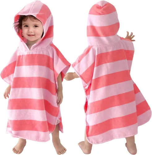 Miniatura 16 de Toallas tipo poncho con capucha para niños pequeños, de gran tamaño (2-4 años, 22 x 22 pulgadas), hechas de 100% algodón suave, toallas absorbentes