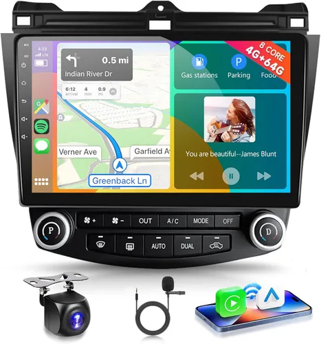 Miniatura 9 de Estéreo de coche Android 15 para Honda Accord 2003-2007 Radio inalámbrica Carplay Android Auto 10.1 pulgadas 1080P HD IPS pantalla táctil DSP EQ