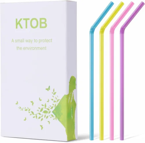 Miniatura 8 de KTOB Pajitas flexibles biodegradables, 200 unidades, 100% a base de plantas, compostables, coloridas, ecológicas, alternativas a las pajitas