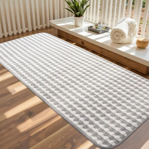 Miniatura 24 de Tapetes de baño antideslizantes delgados para debajo de la puerta, tapetes de baño de secado rápido absorbentes con respaldo de goma trenzado