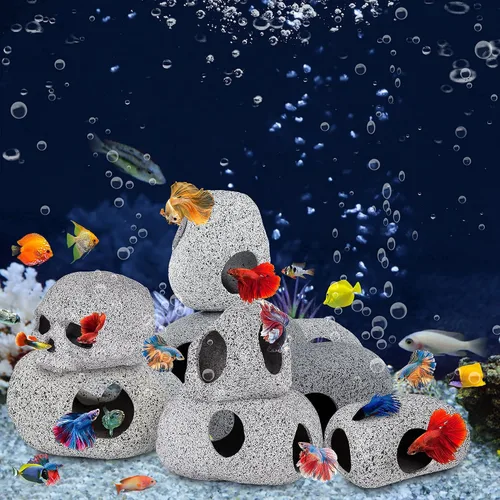 Miniatura 8 de Decoraciones de acuario, accesorios de pecera de cueva, decoración de roca para cíclidos de camarones, reproducción de pecera pequeña, decoración