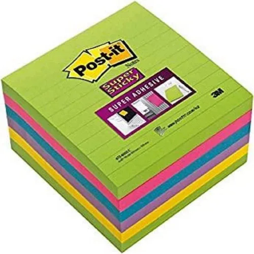 Miniatura 5 de Post-it Notas grandes superadhesivas, forradas, 1 bloc, 3.976 in x 3.976 in, 70 hojas – Notas extra adhesivas para paredes, monitores y nevera