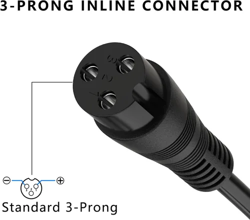 Miniatura 2 de Cargador de 24 V compatible con Razor E300, E200, E100, PR200, MX350, Dirt Quad, Pocket Mod, conector - Cable de alimentación de 3 clavijas