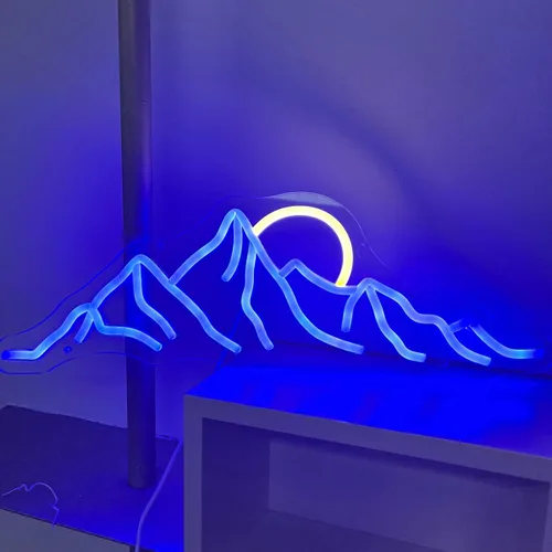Miniatura 2 de Letrero de neón LED con diseño de montaña y puesta de sol de 18 pulgadas, letrero de neón con diseño de montaña y amanecer, regalos para la oficina