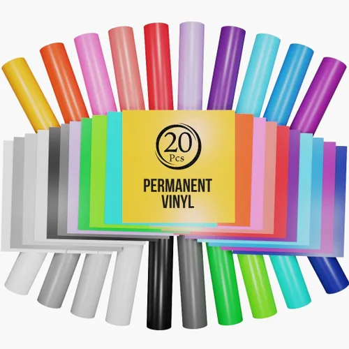 iVyne 20 piezas de vinilo para máquinas Cricut y Silhouette Cameo, vinilo adhesivo para manualidades, hojas de vinilo permanente de 12 x 12 pulgadas