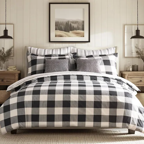 Levtex Home - Juego de edredón Camden negro - Edredón individual/individual XL (68 x 88 pulgadas) y 1 funda estándar (20 x 26 pulgadas) - Diseño de
