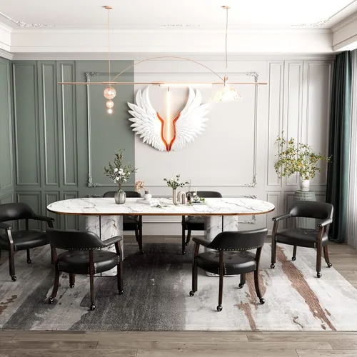 Miniatura 6 de Silla de comedor con ruedas, sillas de capitán con rodillos, juegos de dinette, sillas de póquer con ruedas, mesa de cocina, sillas rodantes, silla