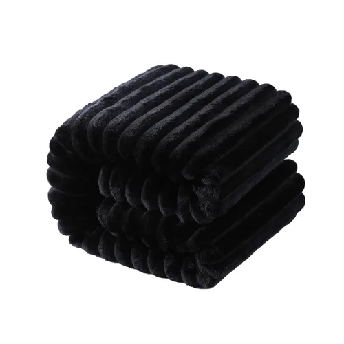 NTBAY Manta de franela de felpa para bebé, manta suave y cálida para niños pequeños con textura a rayas para cochecito, cuna, viajes, 30 x 40 Negro
