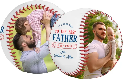 Foto personalizada para el Día del Padre, con tus fotos y texto Béisbol Cumpleaños Día del Padre para papá, marido, abuelo Al mejor padre