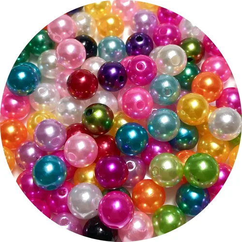 Miniatura 42 de 400 piezas de cuentas de perlas de 8 mm Cuentas de perlas negras redondas con agujeros para manualidades de costura, decoración, pulseras, collares