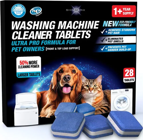 Miniatura 11 de Tabletas limpiadoras de lavadora para dueños de mascotas - Limpieza profunda de lavadora de carga frontal y superior - Seguro para tanque séptico