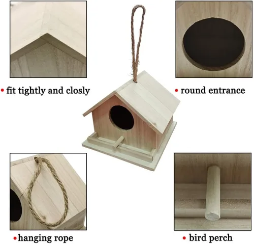 Miniatura 4 de Casas de pájaros para exteriores, casas de pájaros azules para exteriores, colgante de madera, nido de pájaro pintado a mano, decoración de jardín