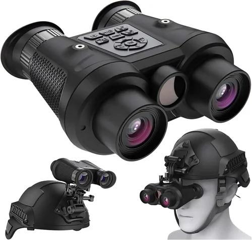 Gafas de visión nocturna y prismáticos montados en la cabeza 3D VR para adultos, visión nocturna digital infrarroja recargable con correa para la