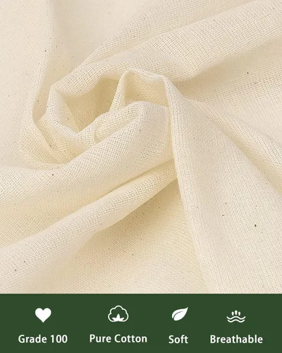 Miniatura 2 de Estopilla para colar grado 100, 12 piezas de estopilla reutilizable con dobladillo de 20 x 20 pulgadas, 100% algodón sin blanquear para colar