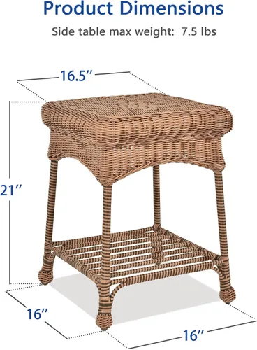 Miniatura 3 de Mesa auxiliar de mimbre de miel al aire libre