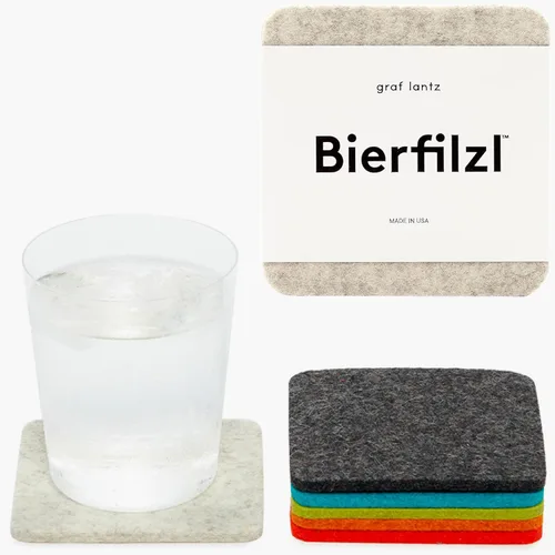 Miniatura 57 de Graf Lantz - Juego de 4 posavasos redondos de lana de merino Bierfilzl - Negro (círculos de 10 cm) - Absorbe el 30% del peso - Lana alemana