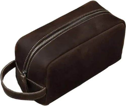 Miniatura 8 de Neceser para hombres o mujeres, kit de piel de grano completo, hecho a mano, bolsa de viaje vintage de cuero, bolsa de viaje grande, bolsa de Marrón
