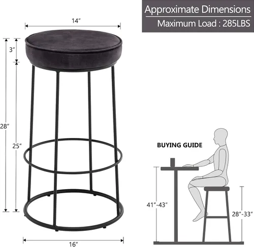 Miniatura 3 de DUHOME Juego de 2 taburetes de bar, taburete de cocina, taburetes de bar modernos de altura de mostrador, sillas de comedor para desayuno, taburete