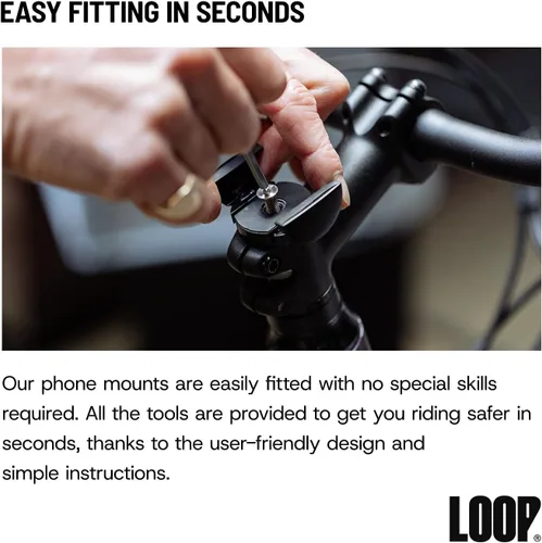 Miniatura 3 de Loop Micro Mount - Soporte de teléfono de bicicleta súper compacto para iPhone y Samsung - Soporte de tapa de vástago de metal, fácil instalación