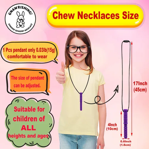 Miniatura 3 de Collares masticables sensoriales para niños, 8 piezas con forma de cilindro, juguetes masticables sensoriales para niños con autismo, niñas y niños