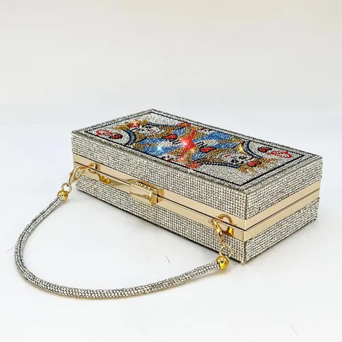 Miniatura 5 de Powerpurlife Bolsa de mano con diamantes de imitación para fiesta de noche para mujer