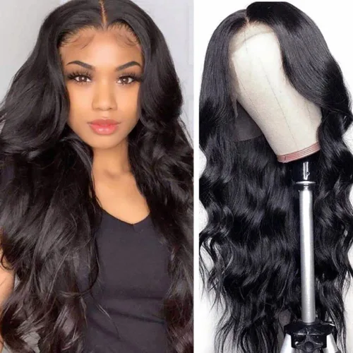Miniatura 13 de Peluca de encaje frontal de cabello humano ondulada tipo body wave de 13x6. Peluca de cabello humano predepilada con cabello de bebé. Peluca