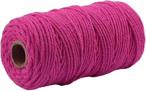 Miniatura 22 de Cuerda de algodón para macramé de 109 yardas de 0.118 pulgadas, 4 hebras trenzadas, cuerda para envolver colgadores de plantas, tejer, suministros