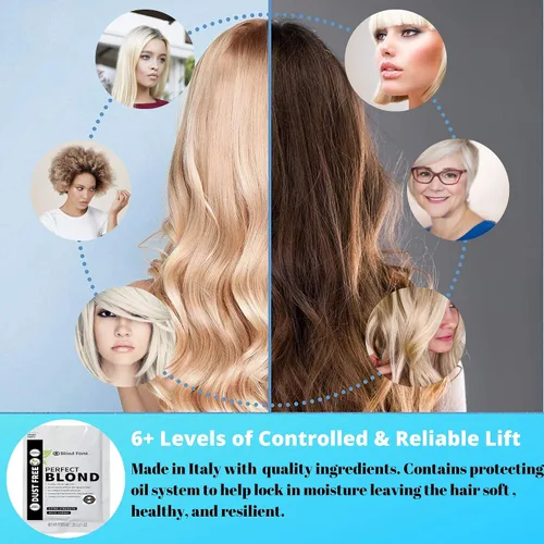 Miniatura 3 de Perfect Blonde - Tinte para el cabello, decolorante en polvo para cabello oscuro, fórmula profesional extra fuerte (3 paquetes de 1 onza), fabricado