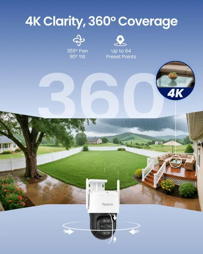 Miniatura 2 de REOLINK 4K Cámara de seguridad WiFi con cable para exterior, lente dual de 8MP, cámara PTZ 360, seguimiento automático, detección inteligente