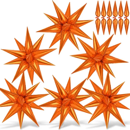 Miniatura 16 de 72 unidades de globos de estrella, grandes globos de cono de estrella metálicos de 26 pulgadas, globos de papel de aluminio de explosión colorida