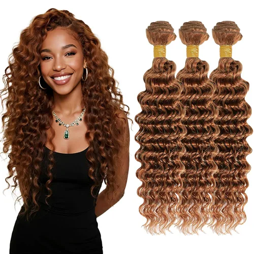 Miniatura 174 de Color 30 paquetes de cabello humano marrón onda del cuerpo paquetes 8 10 12 pulgadas brasileño virgen Remy extensiones de cabello humano doble trama