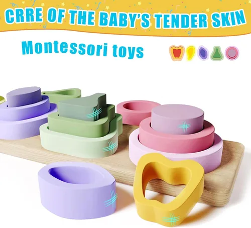 Miniatura 4 de Symdiro Montessori Juguetes para niños y niñas de 1, 2 y 3 años, juguetes de clasificación y apilamiento de madera para niños, juguetes para niños