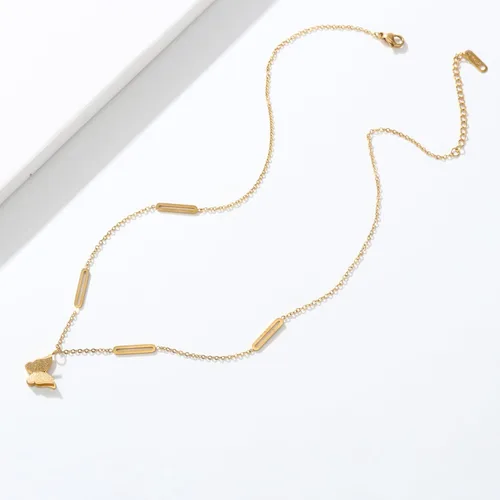 Miniatura 5 de ZHUWE Delicado collar con colgante de mariposa de acero inoxidable de doble capa para mujeres y niñas, regalo de joyería