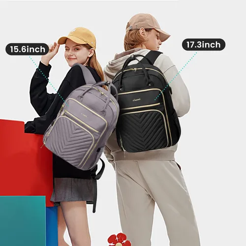 Miniatura 2 de LOVEVOOK Mochila para laptop para mujer, mochila de trabajo de moda con puerto USB, mochilas impermeables para el trabajo., Púrpura, gris, 15,6 pulg.
