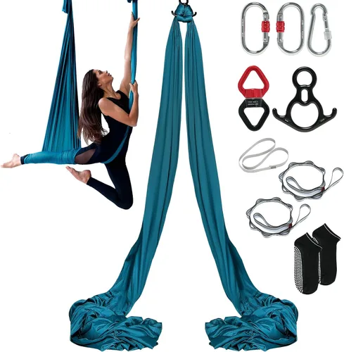 Miniatura 13 de VEVOR Aerial Silk & Yoga Swing, Aerial Yoga Hammock Kit with 100gsm Nylon Fabric, Full Rigging Hardware & Easy Set-up Guide, Antigravity Flying for