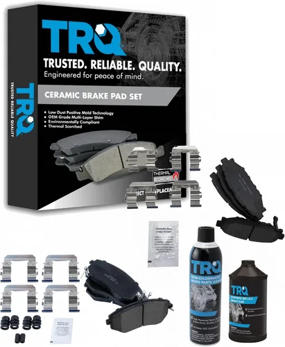 TRQ Pastillas de freno delanteras y traseras, kit químico de cerámica compatible con Subaru BRZ 2013-2016 Crosstrek 2011-2018 Forester 2011-2016