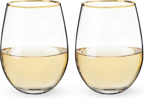 Miniatura 10 de Twine Copas de vino de tallo dorado, elegantes vasos con borde dorado para vinos tintos y blancos, inauguración de la casa, aniversario, regalos