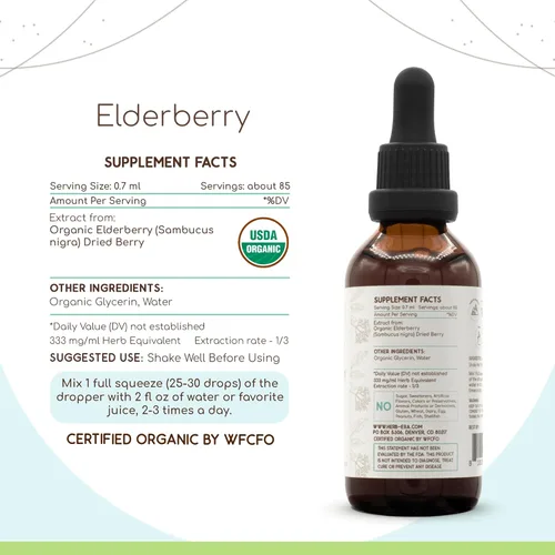 Miniatura 2 de Tintura de extracto de hierbas de saúco B60 sin alcohol, bayas secas súper concentradas de saúco orgánico (Sambucus Nigra), 2 onzas líquidas