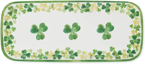 UP ware Shamrock - Bandeja de melamina para servir, bandeja rectangular de 15 x 6.5 pulgadas, bandeja de alimentos sin BPA para entretenimiento en