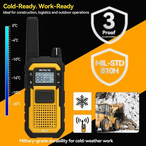 Miniatura 5 de Retevis RB48 - Radio de 2 vías de largo alcance, Walkie Talkies a prueba de agua IP67 para adultos, a prueba de caídas, 2000mAh, Radios de dos vías