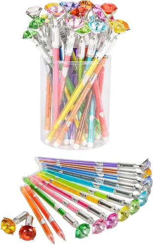 Bolígrafos de gel de tinta multicolor con forma de diamante de 7 pulgadas (paquete de 24) para escribir, dibujar, notas, diario diario, diario,